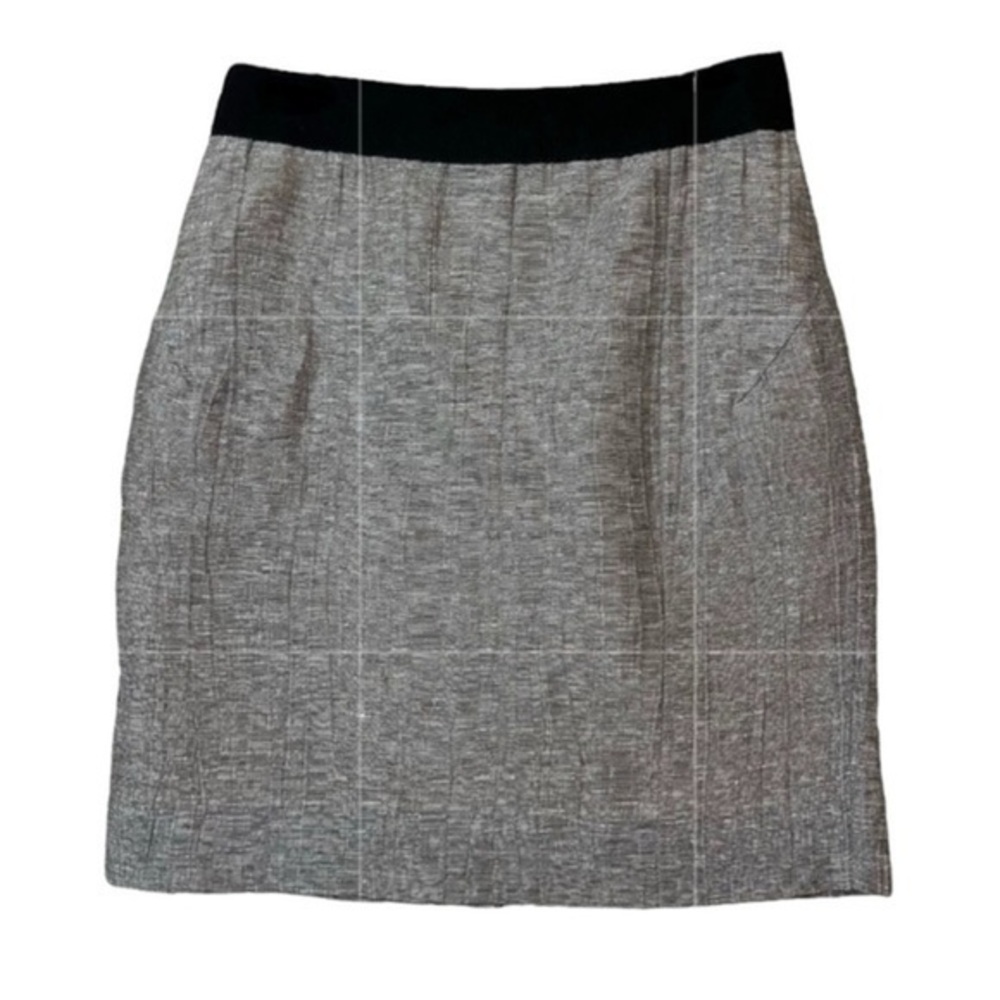 J. Crew Grey Black Ripple Stripe Black Band Linen Blend Pencil Skirt - Size 4